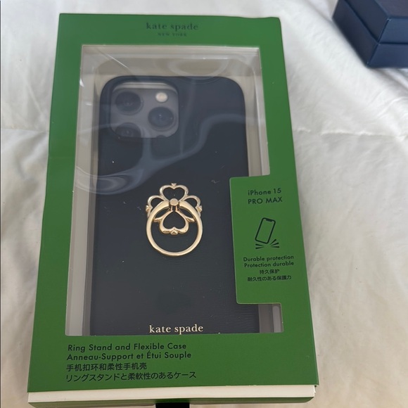 Kate Spade Black iPhone 15 Pro Max Case with Ring Stand - Picture 1 of 1